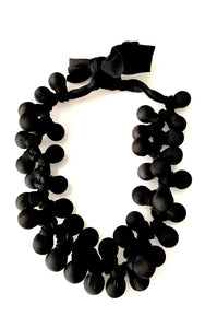 Black Fabric Beaded Statement Necklace