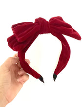 Load image into Gallery viewer, Burgundy Velvet Bow Headband
