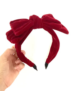 Burgundy Velvet Bow Headband