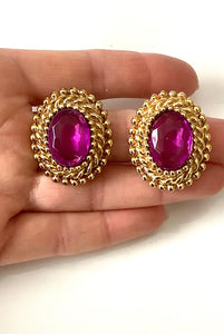 Clip On Purple Vintage Earrings