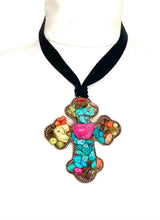 Load image into Gallery viewer, Boho Cross Pendant Choker Necklace
