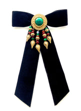 Load image into Gallery viewer, Vintage Embellished Velvet Bow Brooch
