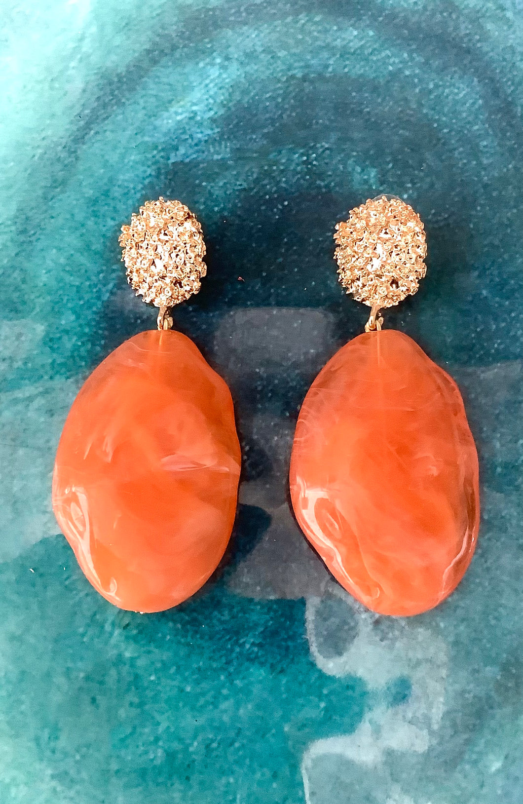 Orange Acrylic Statement Earrings