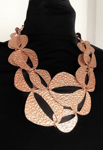 Rose Gold Hammered Abstract Chain Necklace
