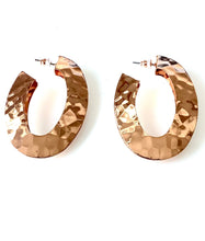 Load image into Gallery viewer, Rose Gold Hammered Hoop Earrings
