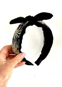 Black and Gold Bow Headband
