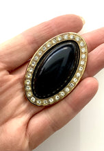 Load image into Gallery viewer, Black and Diamanté Oval Brooch
