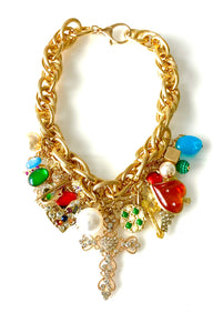 Mega Chunky Cross and Charm Necklace