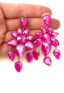 Pink Jewelled Prom Earrings