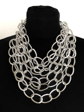 Load image into Gallery viewer, Chunky Silver Layered Chain Statement Necklace
