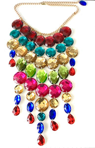 Rainbow Jewelled Gem Festival Statement Necklace