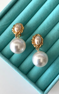 Clip On Pearl Bead Drop Earrings