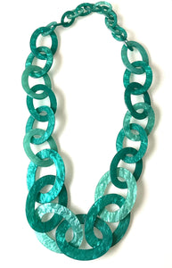 Long Teal Acrylic Chain Necklace