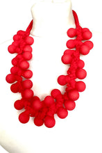 Load image into Gallery viewer, Red Fabric Bead Statement Necklace
