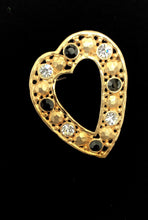 Load image into Gallery viewer, Gold Jewelled Heart Vintage Brooch
