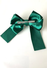 Load image into Gallery viewer, Green Satin Jewel Hair Bow

