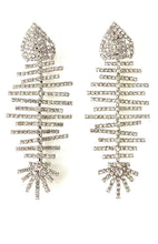 Load image into Gallery viewer, Silver Diamanté Fishbone Earrings
