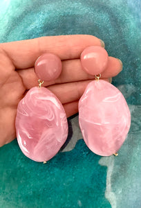 Pink Acrylic Bead Earrings