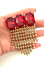 Load image into Gallery viewer, Vintage Red and Gold Jewelled Brooch
