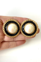 Load image into Gallery viewer, Clip On Vintage Pearl and Black Earrings
