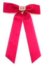 Load image into Gallery viewer, Magenta Pink Velvet Bow Brooch
