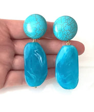 Load image into Gallery viewer, Clip On Turquoise Bead Drop Earrings
