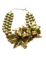 Load image into Gallery viewer, Khaki Green Resin Flower Necklace
