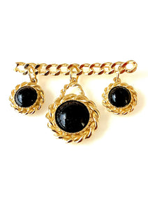 Vintage Black and Gold Brooch