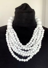 Load image into Gallery viewer, Chunky White Wooden Bead Statement Necklace
