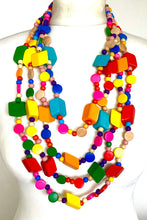 Load image into Gallery viewer, Multi-Coloured Wooden Layered Necklace

