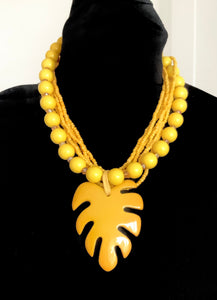 Yellow Acrylic Leaf Necklace