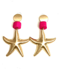Pink and Gold Starfish Earrings