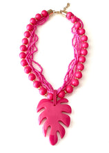 Load image into Gallery viewer, Pink Monstera Leaf Necklace
