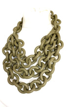 Load image into Gallery viewer, Khaki Green Layered Rubber Chain Necklace
