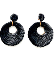 Load image into Gallery viewer, Clip On Black Over-Sized Sequin Hoop Earrings
