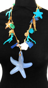 Blue Starfish Boho Charm Necklace