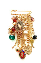 Load image into Gallery viewer, Gold Chain and Charm Brooch
