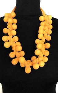 Yellow Fabric Bead Necklace