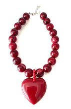 Load image into Gallery viewer, Burgundy Chunky Heart Necklace
