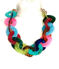 Load image into Gallery viewer, Chunky Multi Coloured Acrylic Chain Necklace
