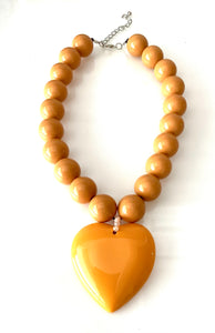 Chunky Mustard Acrylic Heart Necklace