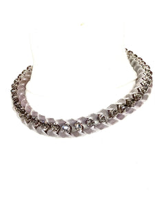 Grey Velvet Jewelled Necklace