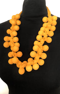 Yellow Fabric Bead Necklace