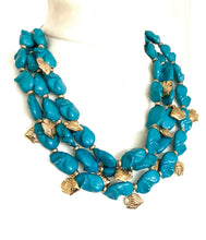 Load image into Gallery viewer, Teal and Gold Fish Charm Necklace
