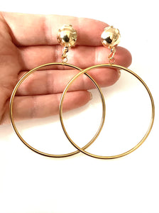 Clip On Big Gold Hoop Earrings