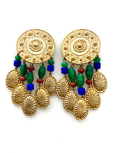 Load image into Gallery viewer, Clip On Gold and Beaded Etruscan Style Earrings
