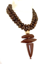Load image into Gallery viewer, Brown Resin Tribal Style Necklace
