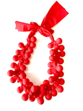 Load image into Gallery viewer, Red Fabric Bead Statement Necklace
