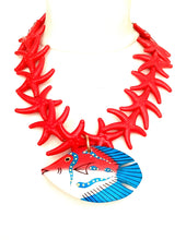 Load image into Gallery viewer, Red Starfish Wooden Fish Necklace
