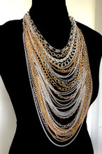 Load image into Gallery viewer, Long Multi Metallic Chain Statement Necklace
